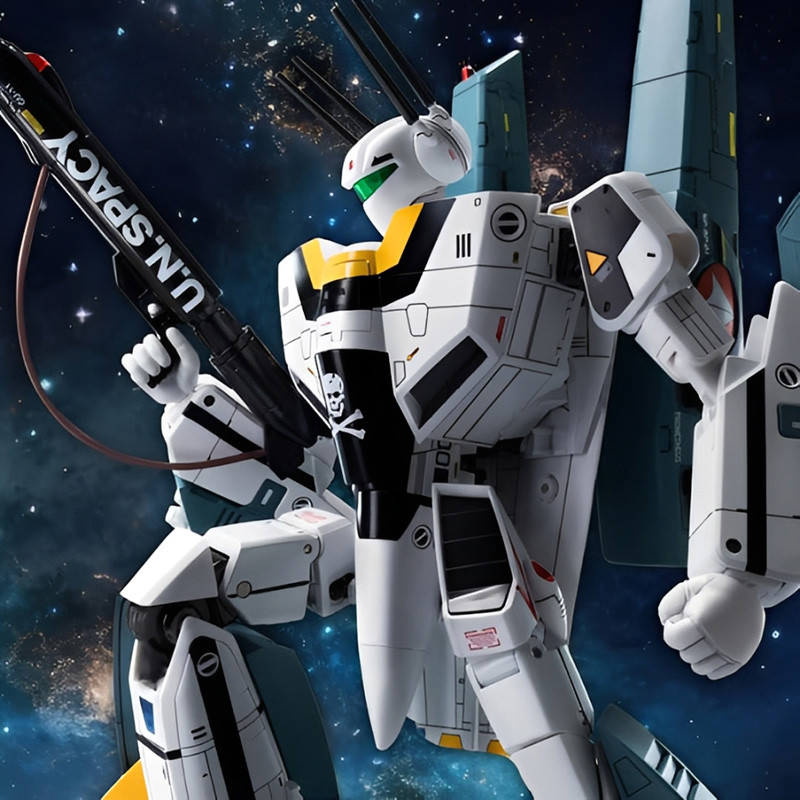 ROBOTECH / MACROSS Figurine Robo-Dou VF-1S Super Veritech Set Rick Hunter ThreeZero