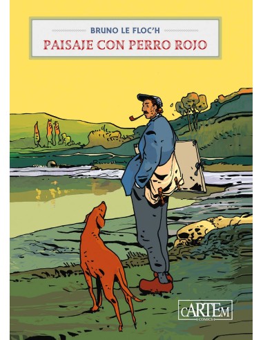 Paisaje con perro rojo