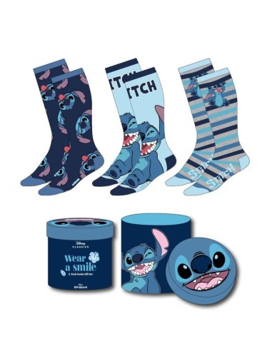 PACK CALCETINES 3 PIEZAS STITCH CAJA REGALO ADULTO T.36-43