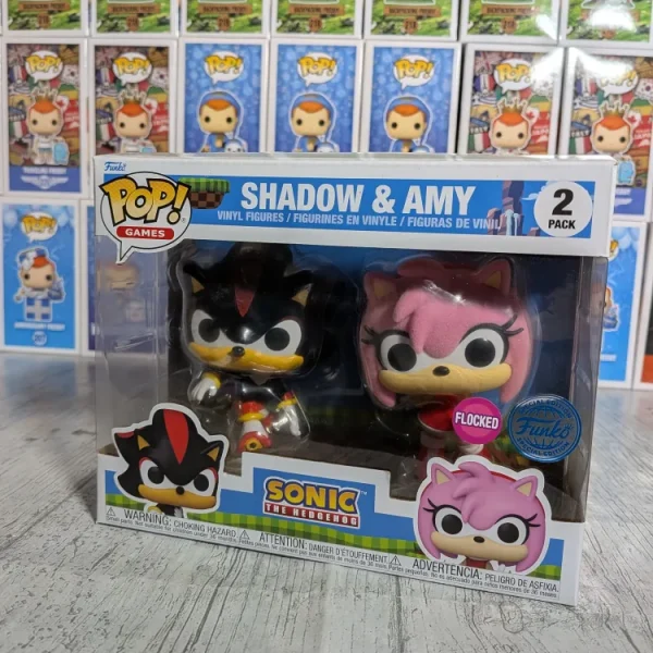 Funko pop Sonic the Hedgehog - Shadow & Amy (Flocked)